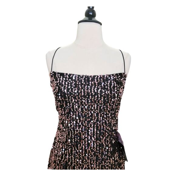 Mac Duggal 26444 Formal Sequin Black Rose Open Back Gown Dress Pink Formal 6 - Picture 6 of 10